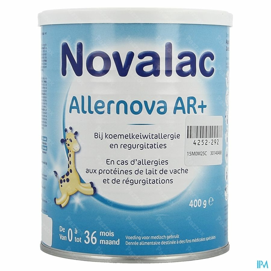 Novalac Allernova Ar+ Vervangingsmelk Bij Koemelkeiwitallergie En Reflux 0 Tot 36 Maanden 400g