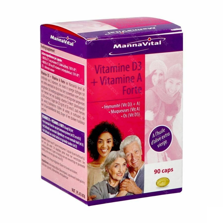 Mannavital Vitamine D3 + Vitamine A Forte Caps 90
