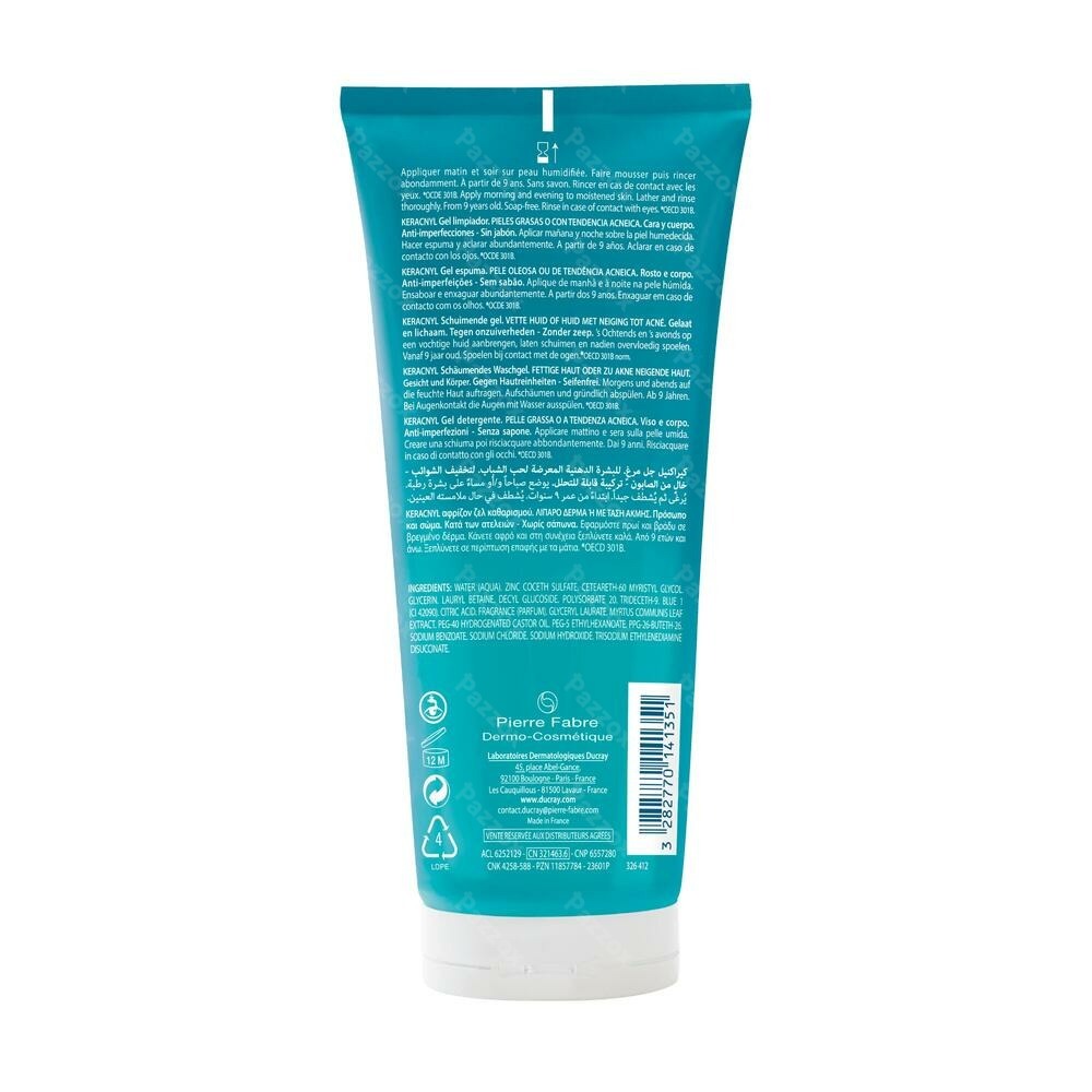 Ducray Keracnyl Gel Moussant 200ml Nf