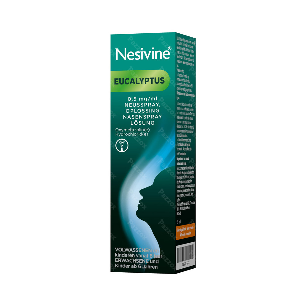 Nesivine Eucalyptus 0.5mg/ml Spray Nasal 15ml - Pazzox