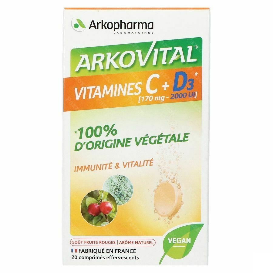 Arkopharma Arkovital Vitamine C + D3 20 Comprimés Effervescents 