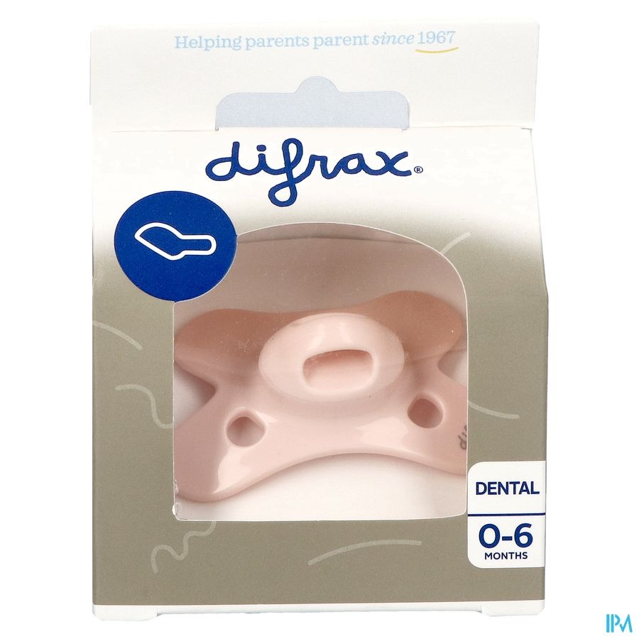 Difrax Fopspeen Dental 0-6m Uni/pure Roze/blossom