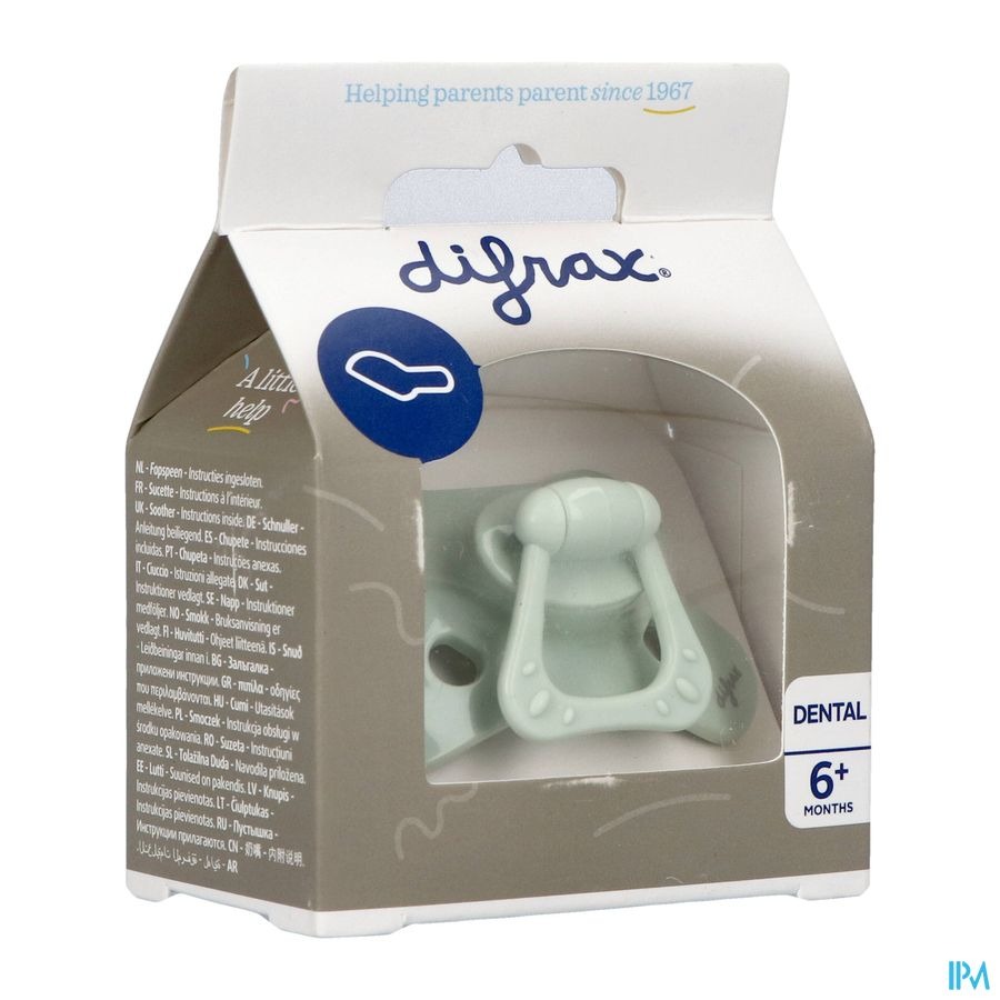 Difrax Fopspeen Dental +6m Uni/pure Groen/pistach