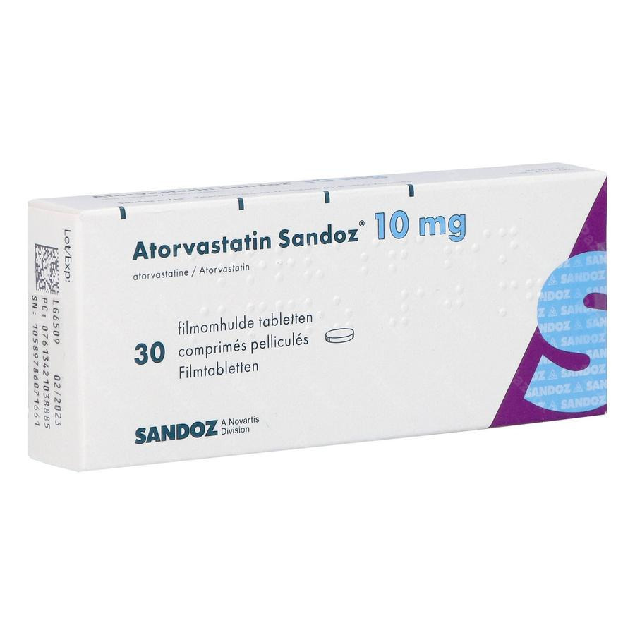 Atorvastatin 10mg Sandoz Comp Pell 30