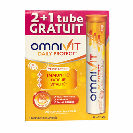 Omnivit Daily Protect Comprimés Effervescents 2+1 tubes Gratuit