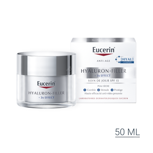Eucerin Hyaluron-Filler 3x Effect Soin De Jour Peau Sèche Anti Rides et Anti Age SPF50 50ml