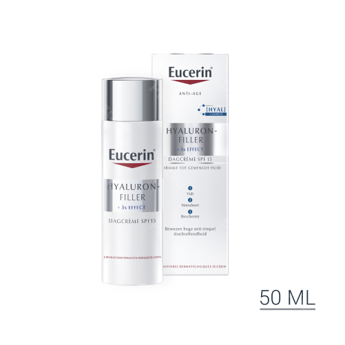 Eucerin Hyaluron-Filler 3x Effect Dagcrème SPF15 Normale Tot Gemengde Huid Anti Age en Rimpels 50ml