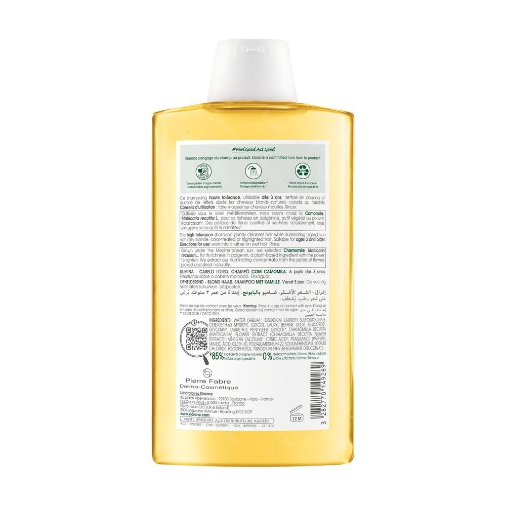 Klorane Camomille Bio Shampooing Cheveux Blonds 400ml