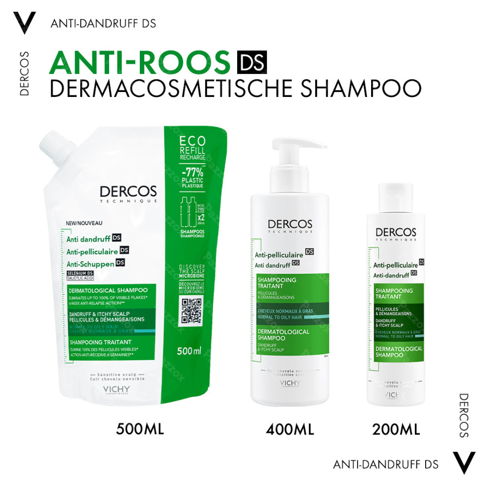 Vichy Dercos DS Ecologische Navulling Anti-roos Normaal tot Vet Haar 500ml