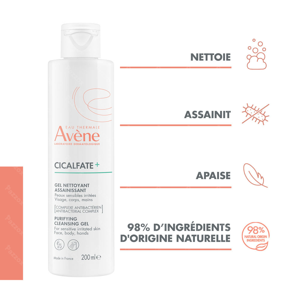 Avène Cicalfate+ Gel nettoyant assainissant, Peau sensible irritée 200ml