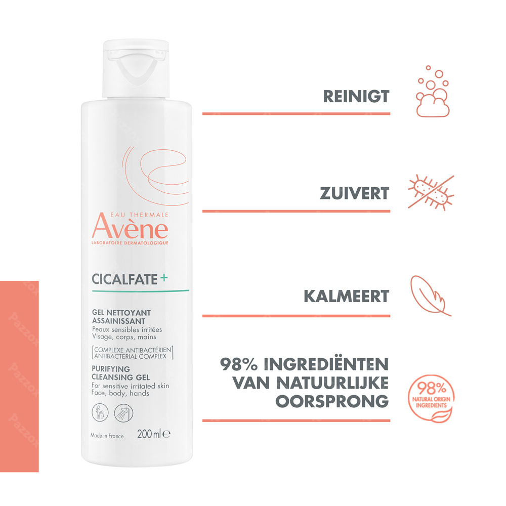 Avène Cicalfate + Zuiverende reinigingsgel, Gevoelige geïrriteerde huid 200ml
