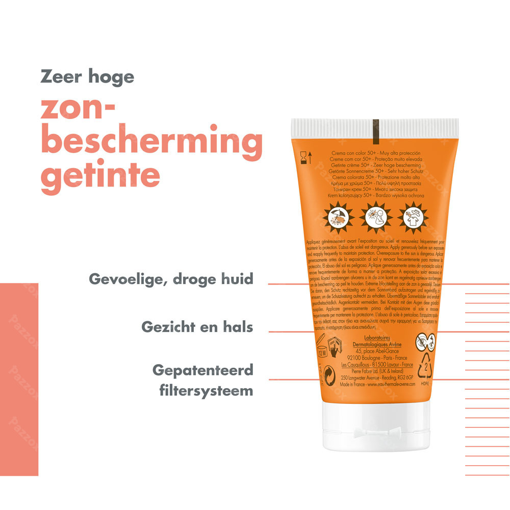 Avène Getinte Zonnecrème SPF50+ 50ml