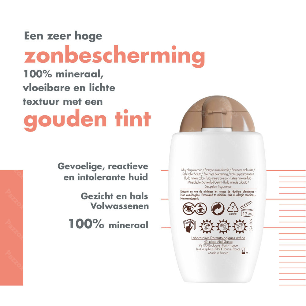 Avène Zon Minerale Getinte Intolerante Huid Fluide SPF50+ 40ml