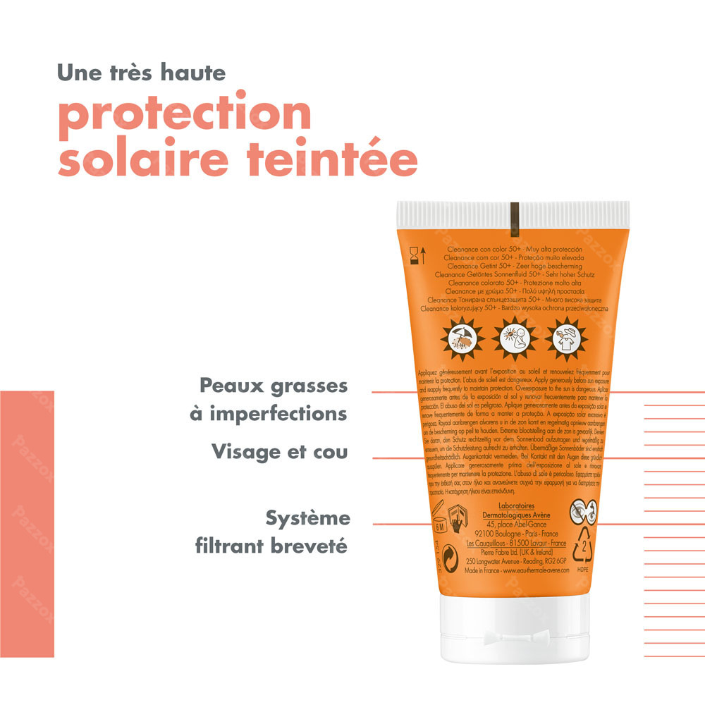 Avène Cleanance Crème Solaire Teinté SPF50+ 50ml