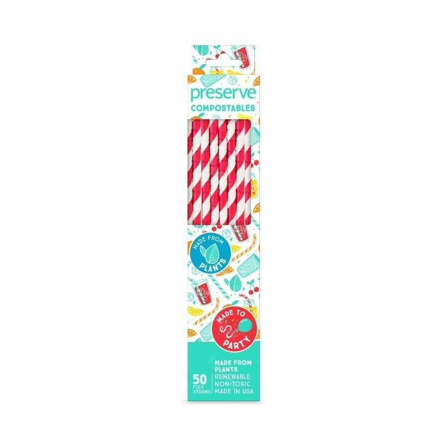 Preserve Ocean Plastic Pailles Compostabl.rouge 50