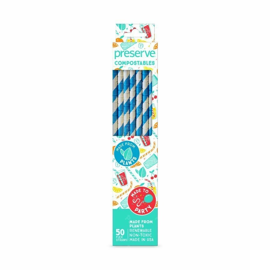 Preserve Ocean Plastic Pailles Compostabl. Bleu 50