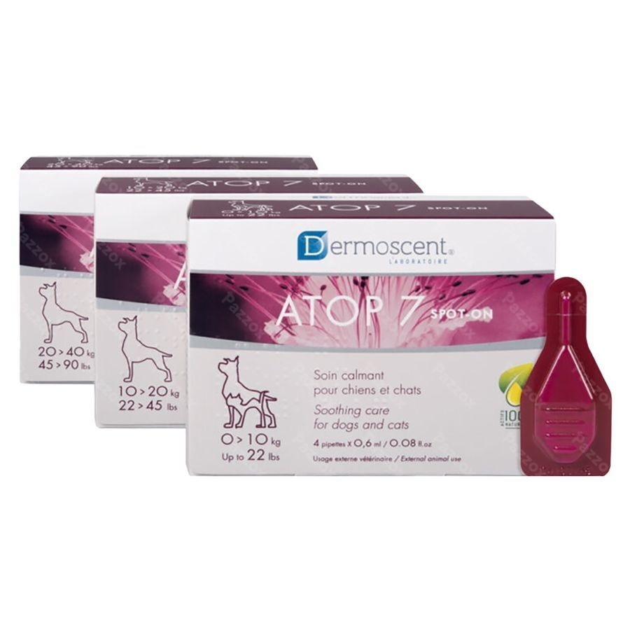 Dermoscent Atop 7 Spoton Chien Chat 1-10kg 4x0,6ml