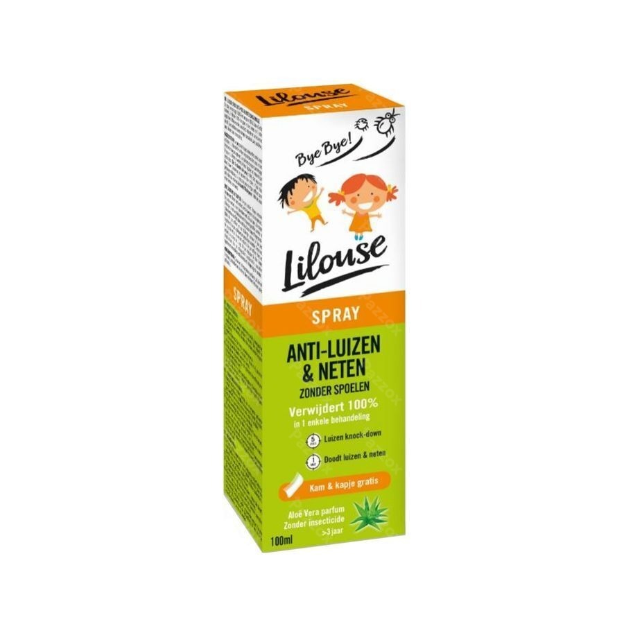 Lilouse Anti Luizen en Neten Spray Zonder Insecticide Vanaf 3 Jaar Kam + Kapje Gratis 100ml