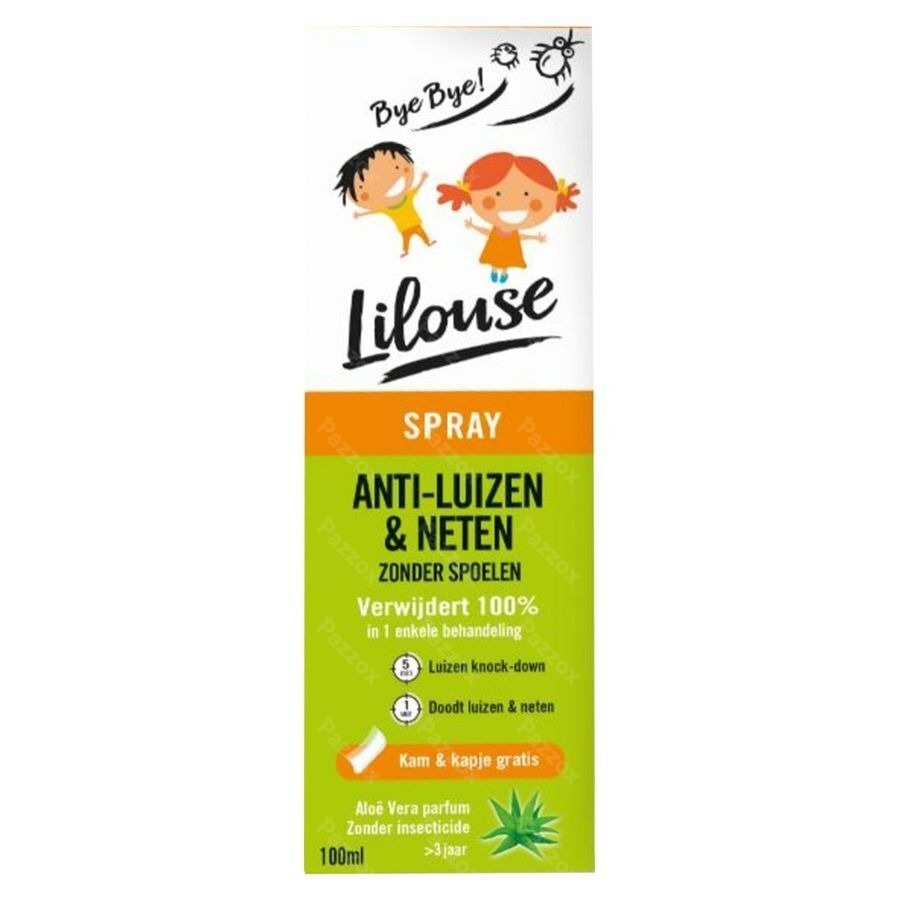 Lilouse Anti Luizen en Neten Spray Zonder Insecticide Vanaf 3 Jaar Kam + Kapje Gratis 100ml