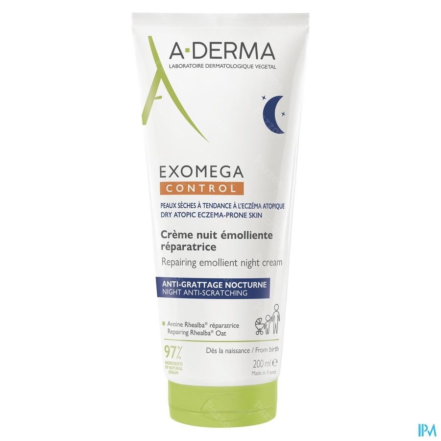 A-Derma ExoMega Control Herstellende Emolliërende Nachtcrème Anti-Jeuk 200ml