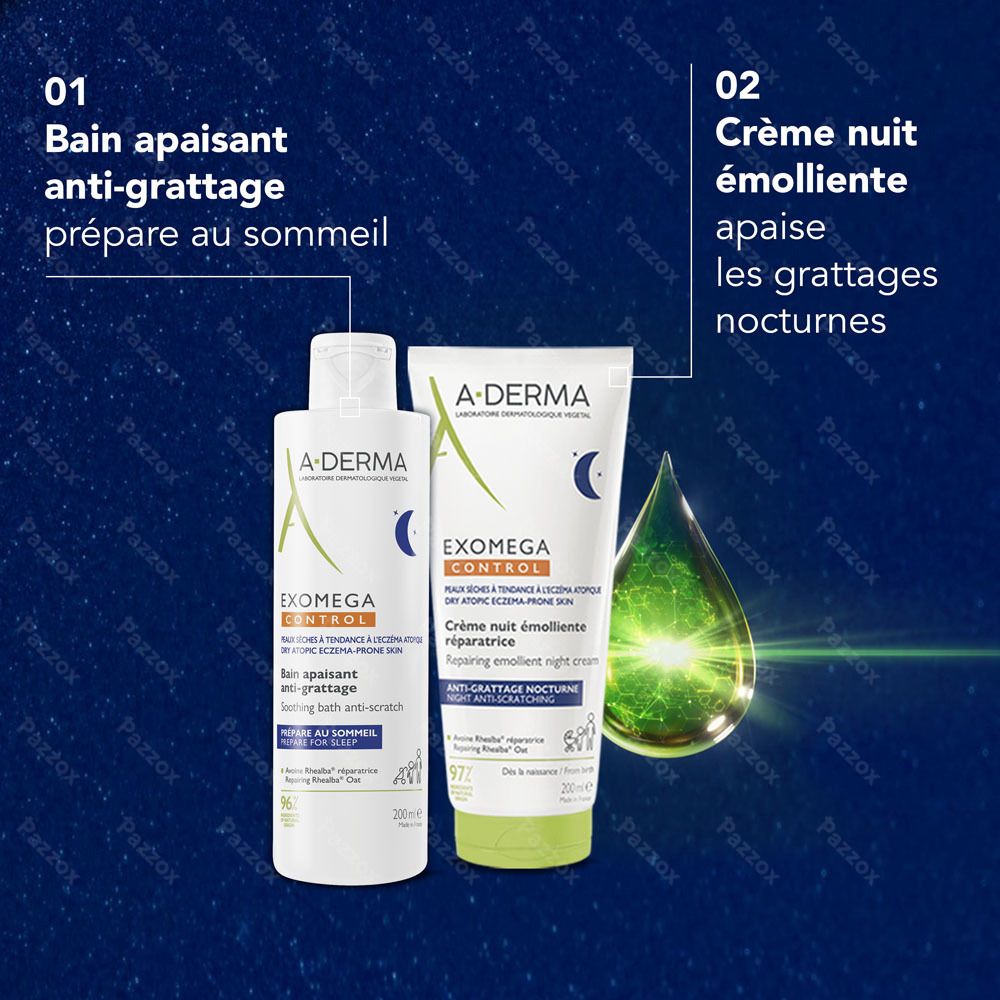 A-Derma ExoMega Control Crème Nuit Emollient Reparatrice 200ml