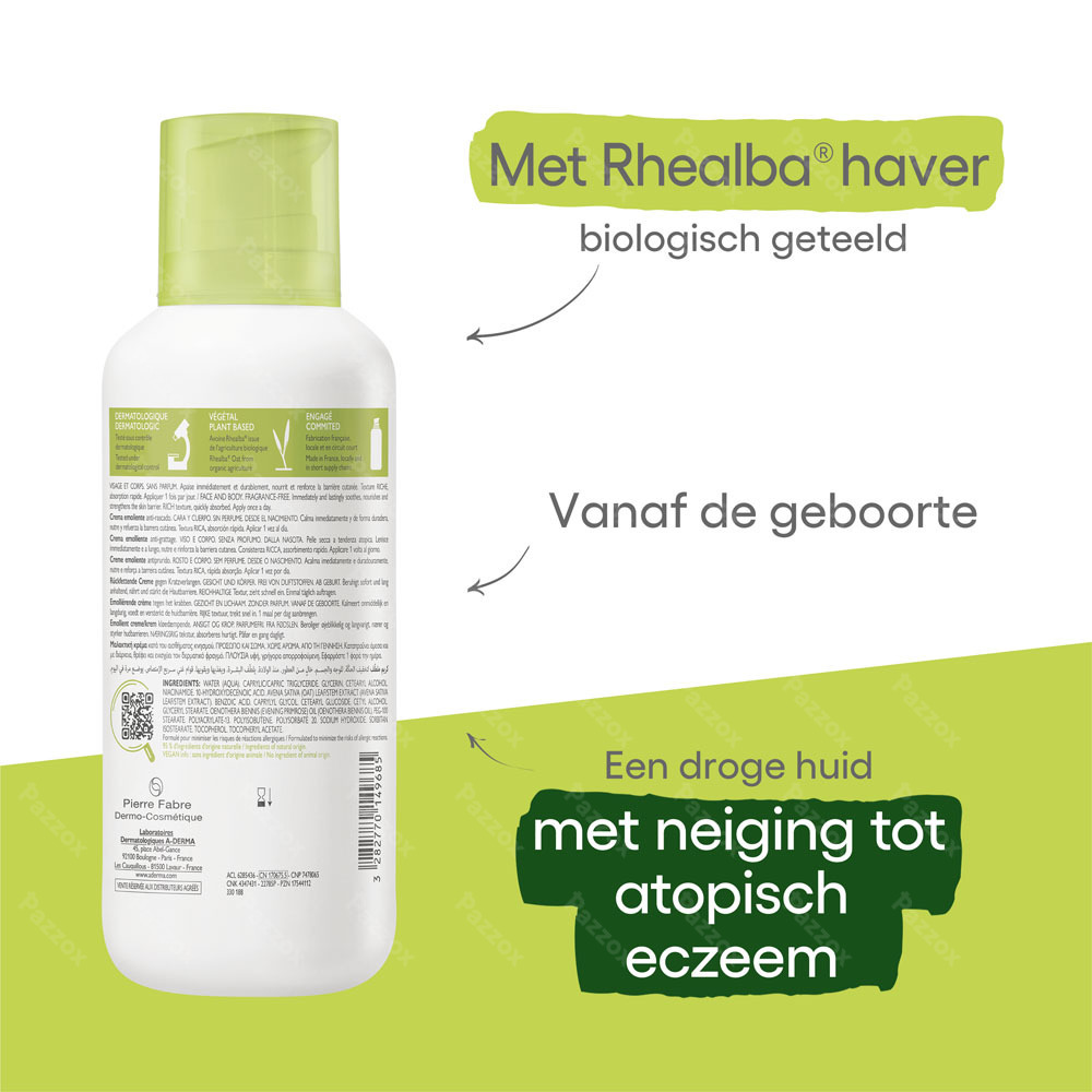 A-Derma Exomega Control Verzachtende Crème 400ml