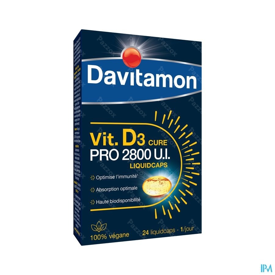 Davitamon Vitamine D3 Pro 2800 UI Vegan 24 Liquidcaps