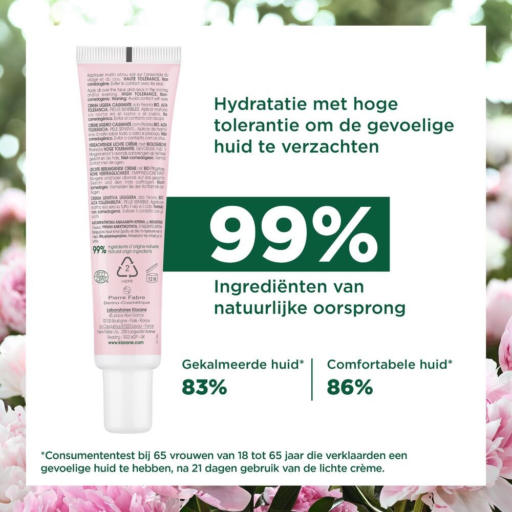 Klorane Pioenroos Lichte Crème Bio 40ml