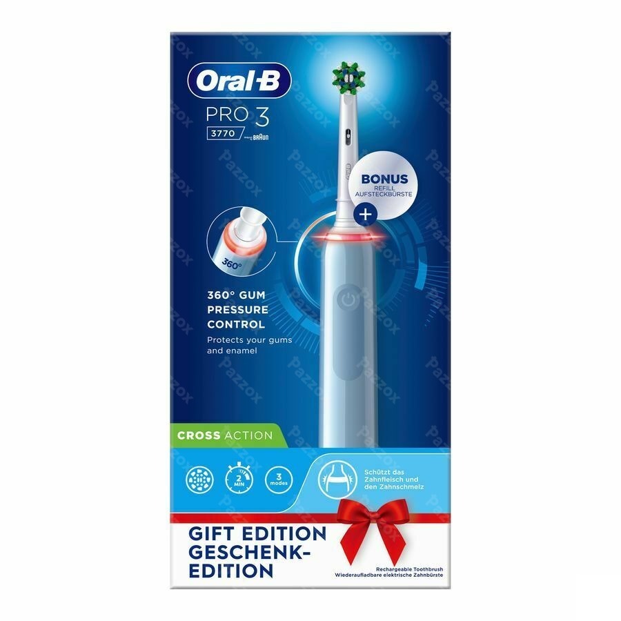 Oral-b Pro3 3770 Blue Eb50rb+eb60 + 2 Pin Box