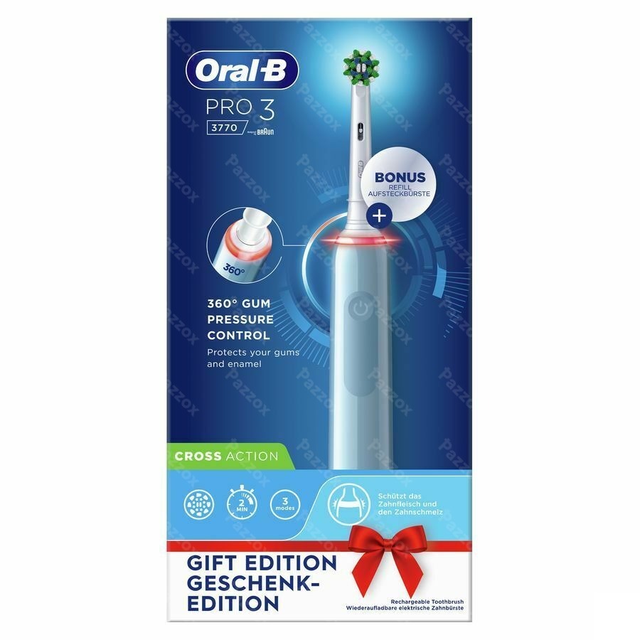 Oral-b Pro3 3770 Blue Eb50rb+eb60 + 2 Pin Box
