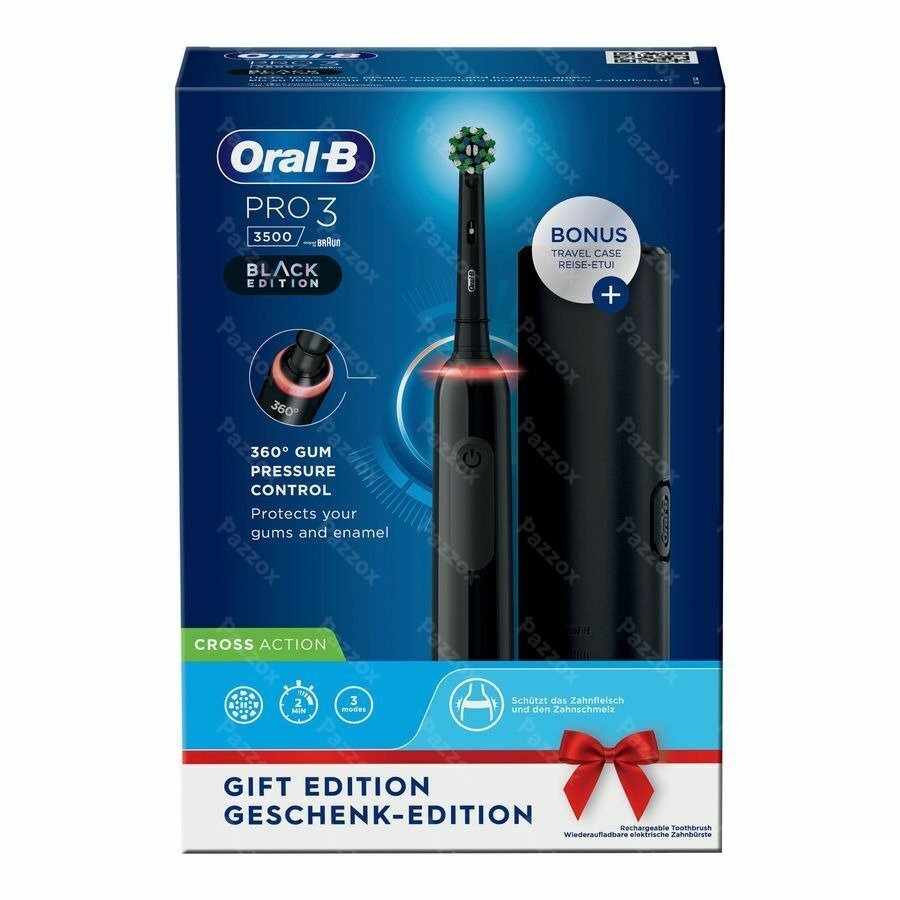 Oral-b Pro3 3500 Black Eb50brb + Black Tc Box