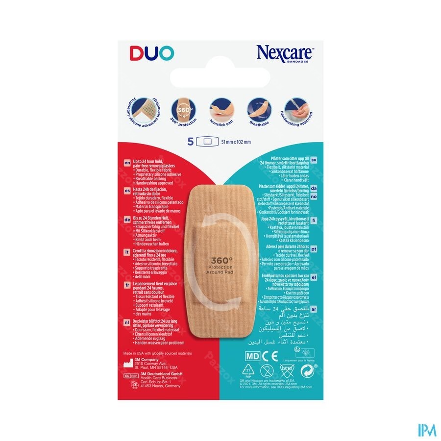 Nexcare 3m Duo Pansement Maxi 51x102mm 5