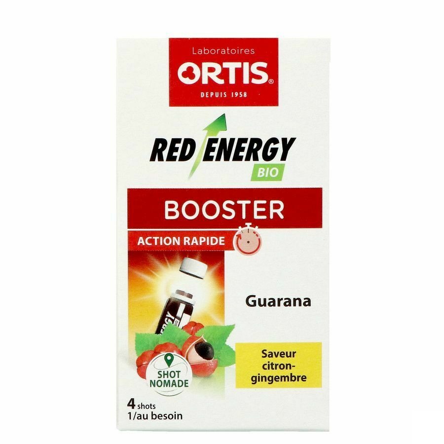 Ortis Red Energy Booster Bio Shots Citron-Gingembre 