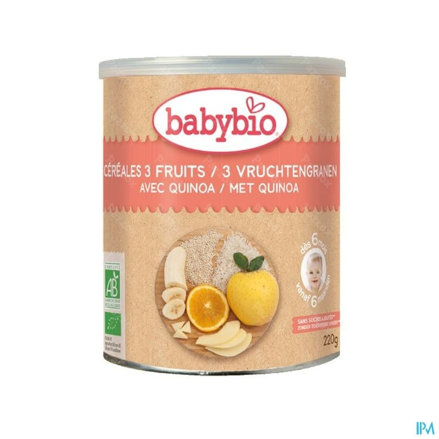 Babybio Cereales 3 Fruits Quinoa 6m 220g
