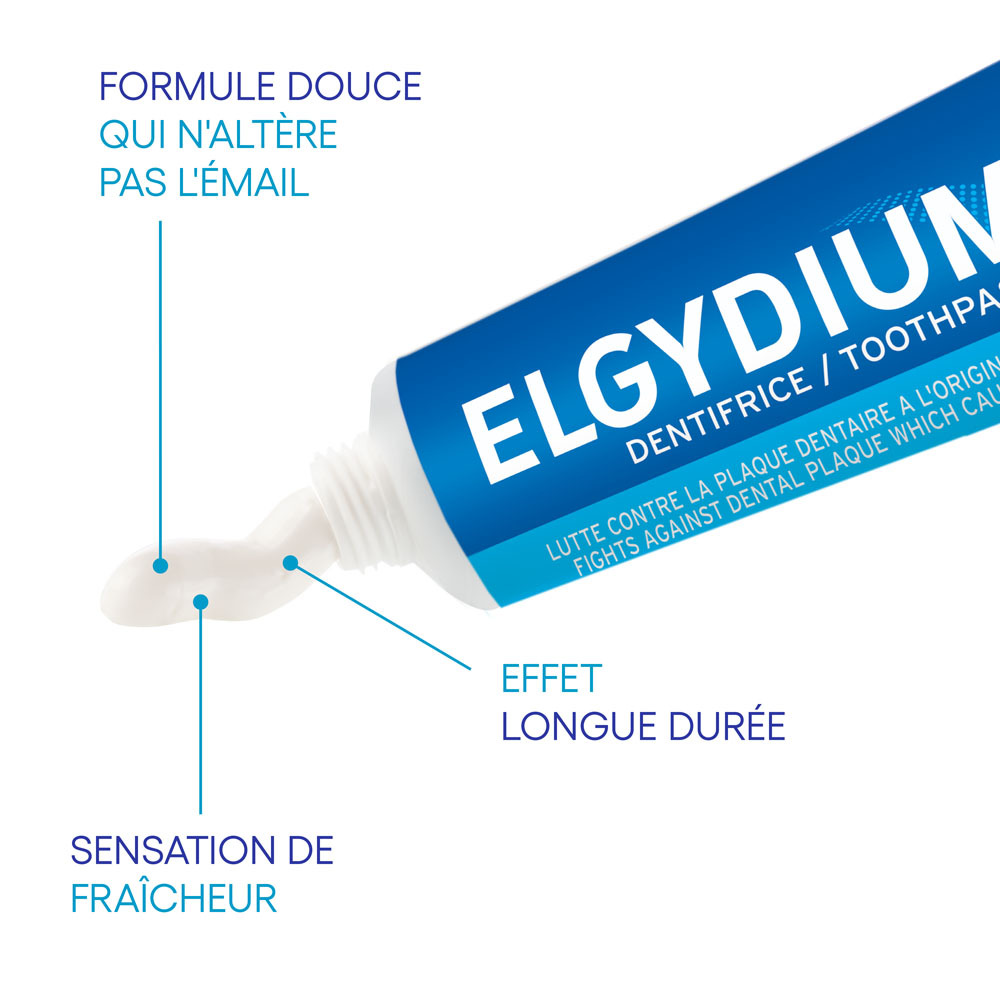 Oral Care Elgydium Dentifrice Antiplaque, Réduit la plaque dentaire 75ml