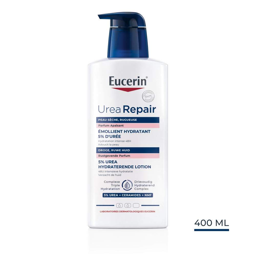 Eucerin UreaRepair Émollient Hydratant 5% d'Urée Parfum Apaisant Peau Sèche et Rugueuse avec pompe 400ml