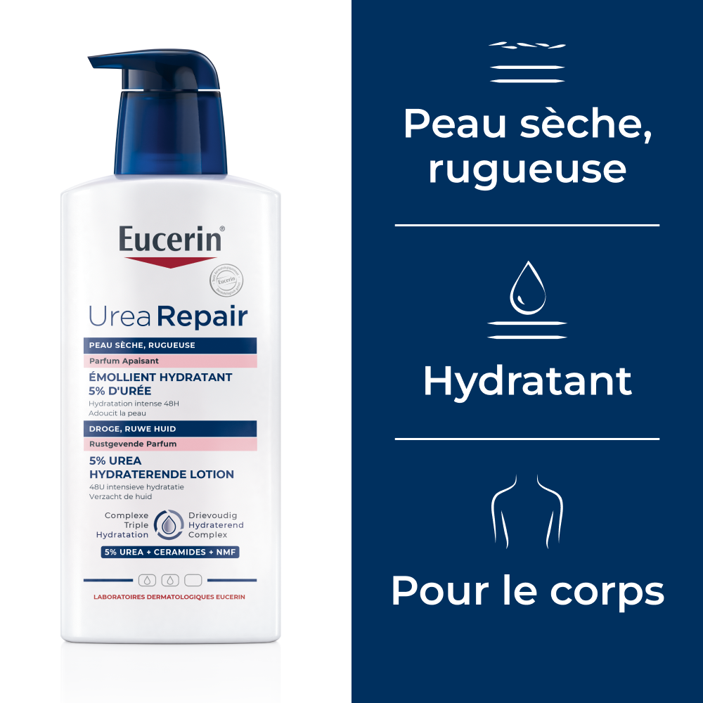 Eucerin UreaRepair Émollient Hydratant 5% d'Urée Parfum Apaisant Peau Sèche et Rugueuse avec pompe 400ml