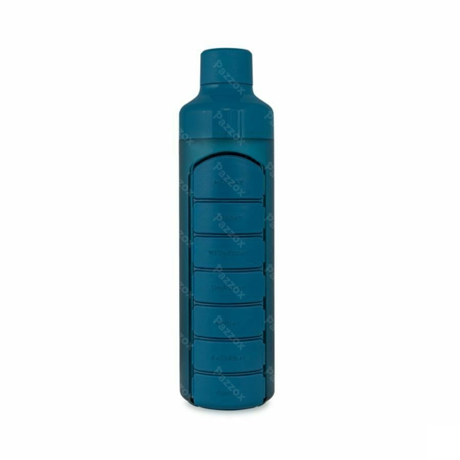 Yos Water Bottle & Pill Box Weekly Bold Blue