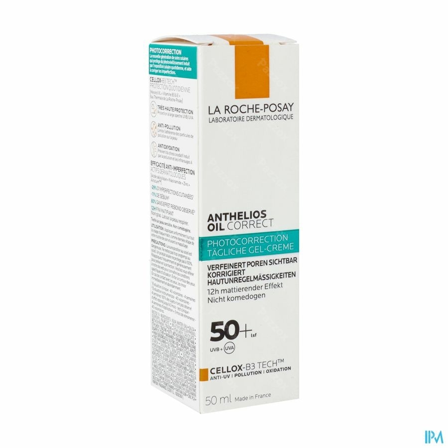 La Roche-Posay Anthelios Oil Correct Matterende Zonnebescherming Gezicht voor Onzuivere Huid SPF50+ 50ml 