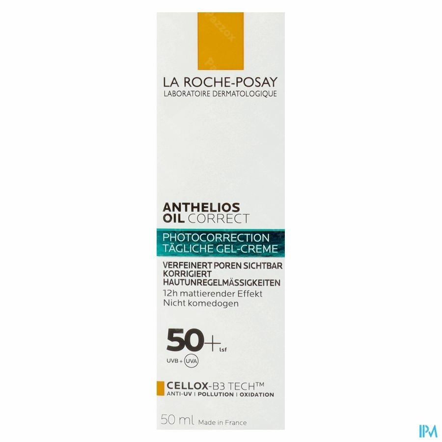 La Roche-Posay Anthelios Oil Correct Matterende Zonnebescherming Gezicht voor Onzuivere Huid SPF50+ 50ml 