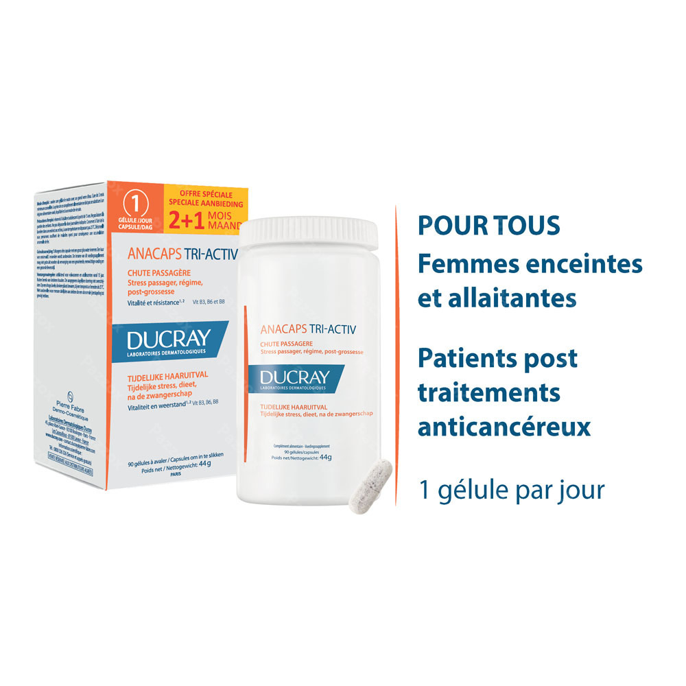 Ducray Anacaps Tri-Activ Chute de Cheveux Temporaire 90 Capsules