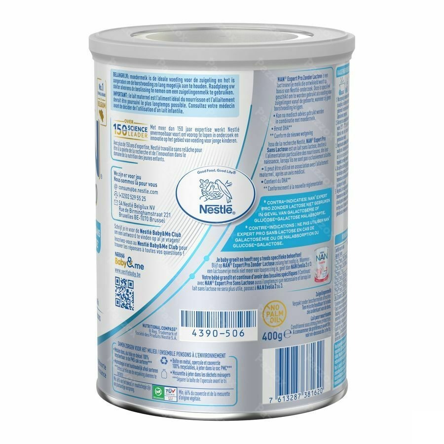 Nan ExpertPro Zonder Lactose Zuigelingenmelk Baby 0-6 Maanden 400g
