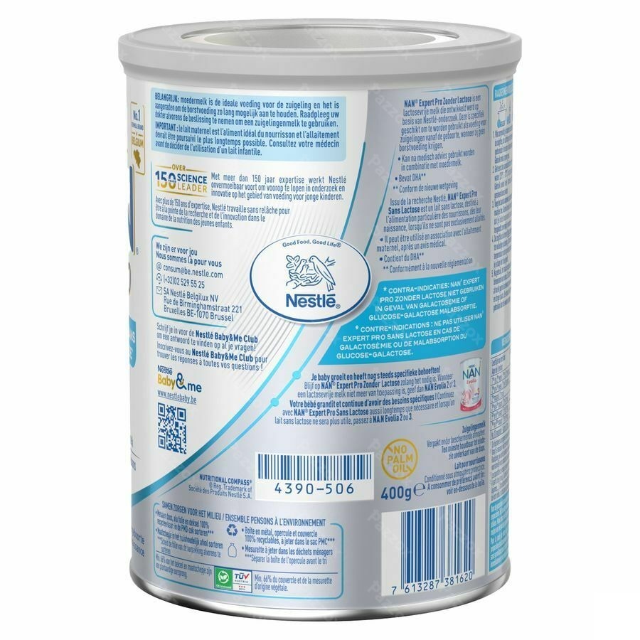 Nan ExpertPro Zonder Lactose Zuigelingenmelk Baby 0-6 Maanden 400g