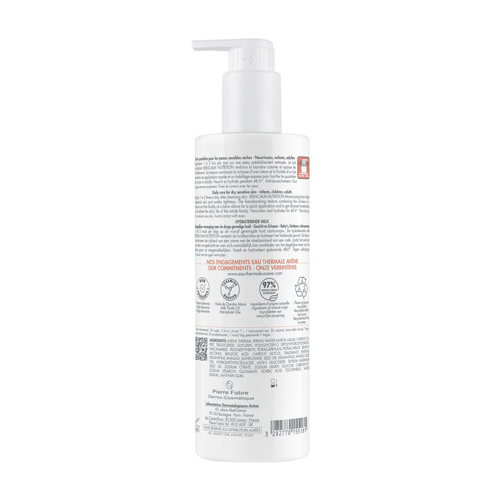 Avène Xeracalm Nutrition Hydraterende Melk, Gevoelige droge huid 400ml