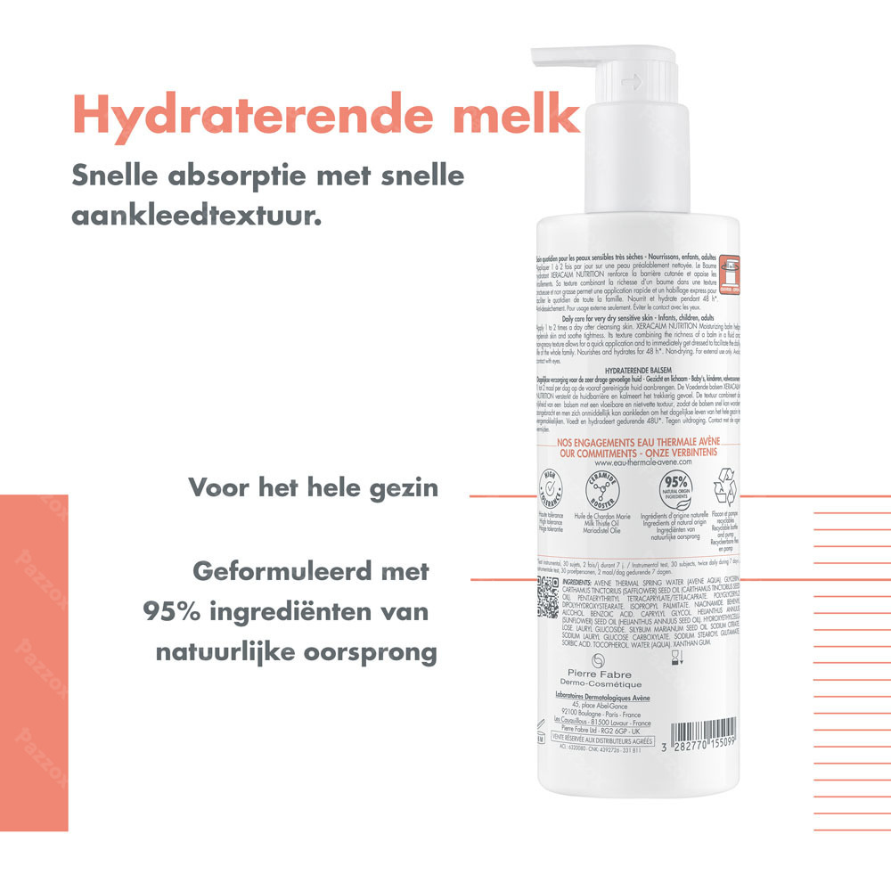 Avène Xeracalm Nutrition Hydraterende Melk, Gevoelige droge huid 400ml