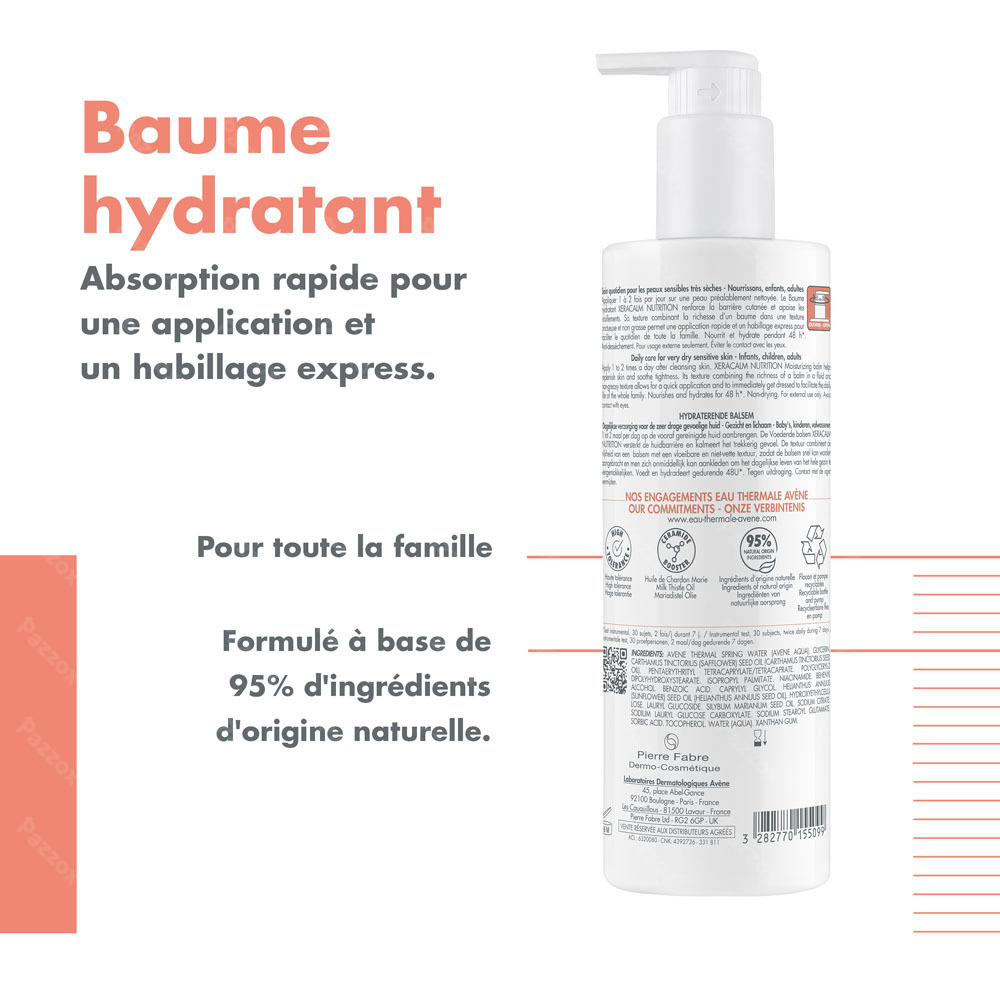 Avène Xeracalm Nutrition Baume hydratant, Peau sensible très sèche 400ml