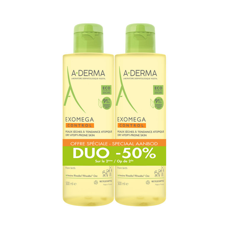A-Derma ExoMega Control Gel Lavante 2x500ml Promo