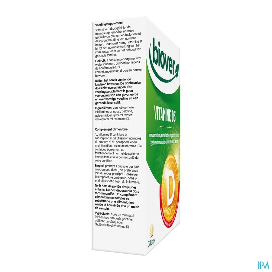 Biover Vitamine D3 30 Gélules