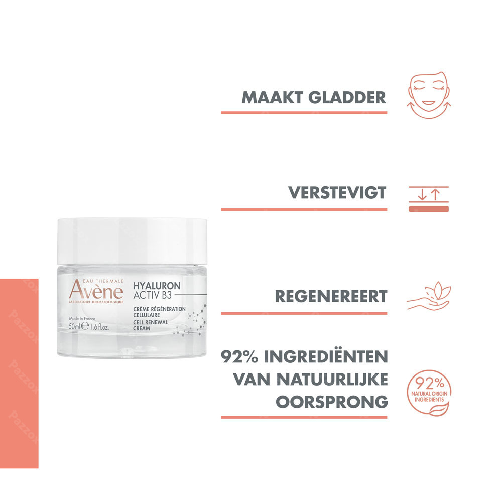 Avène Hyaluron Activ B3 Celvernieuwende crème anti-aging, Hyaluronzuur & Niacinamide 50ml