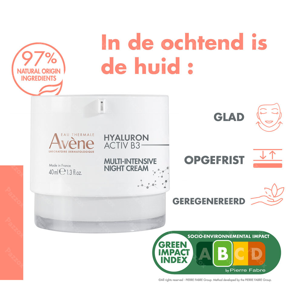 Avène Hyaluron Activ B3 Multi-intensieve nachtcrème anti-aging, Niacinamide & Retinaldehyde  40ml